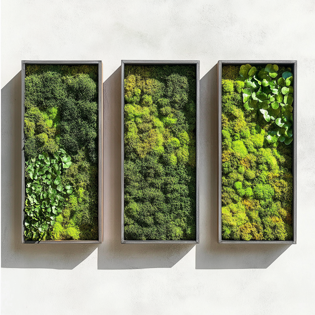 Tranquil Trio: Three-Panel Preserved Moss Wall Art