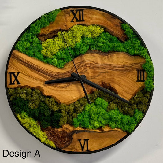 Moss and Wood Wall Art Clock